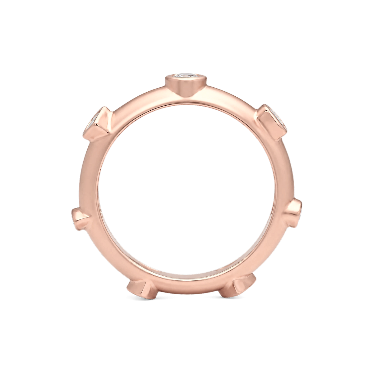 7 Centers Diamond Japa Prayer Ring in Rose Gold top view