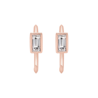 Baguette Diamond Ellipse Huggies in Rose Gold pair
