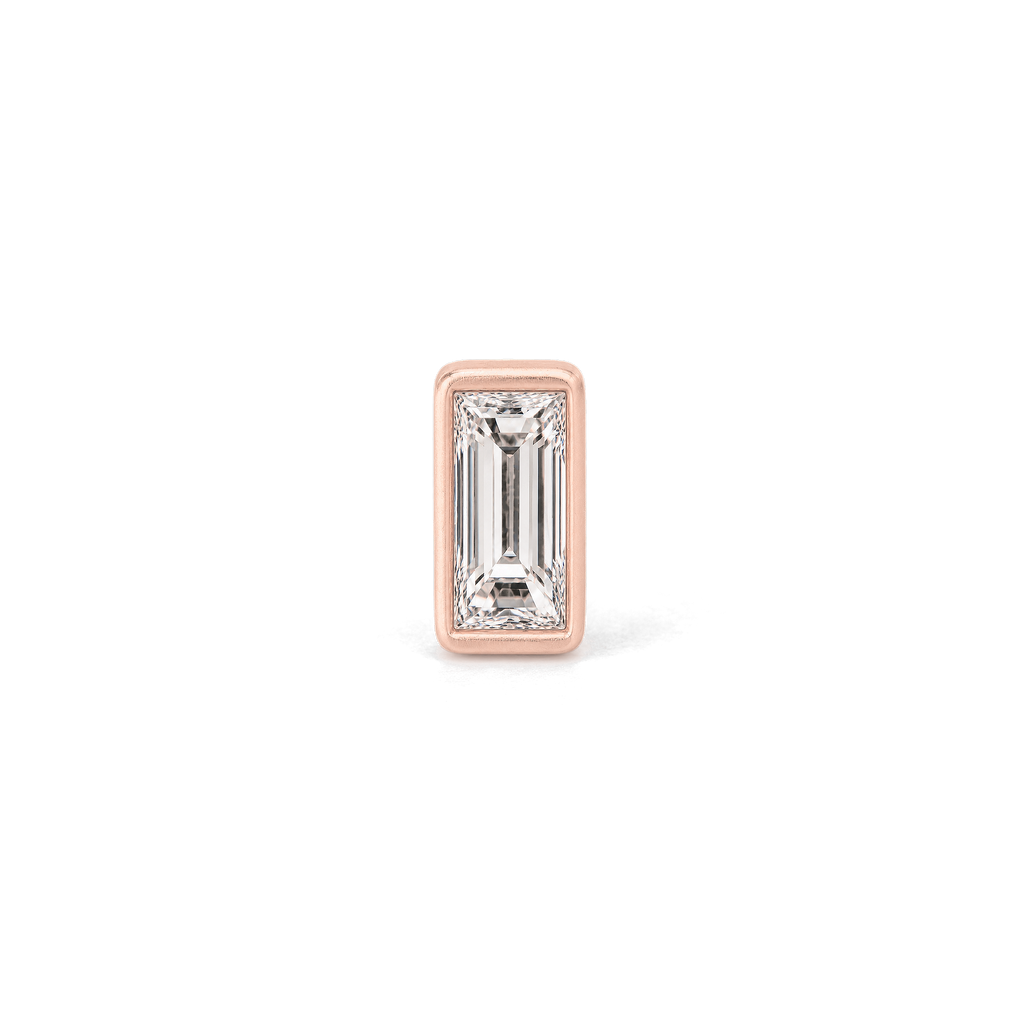 Baguette Diamond Stud in Rose Gold front view