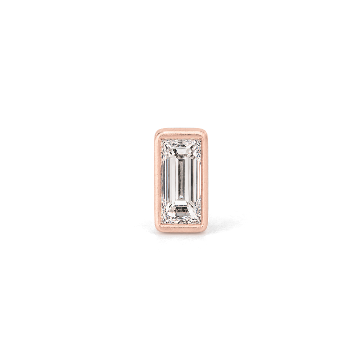 Baguette Diamond Stud in Rose Gold front view