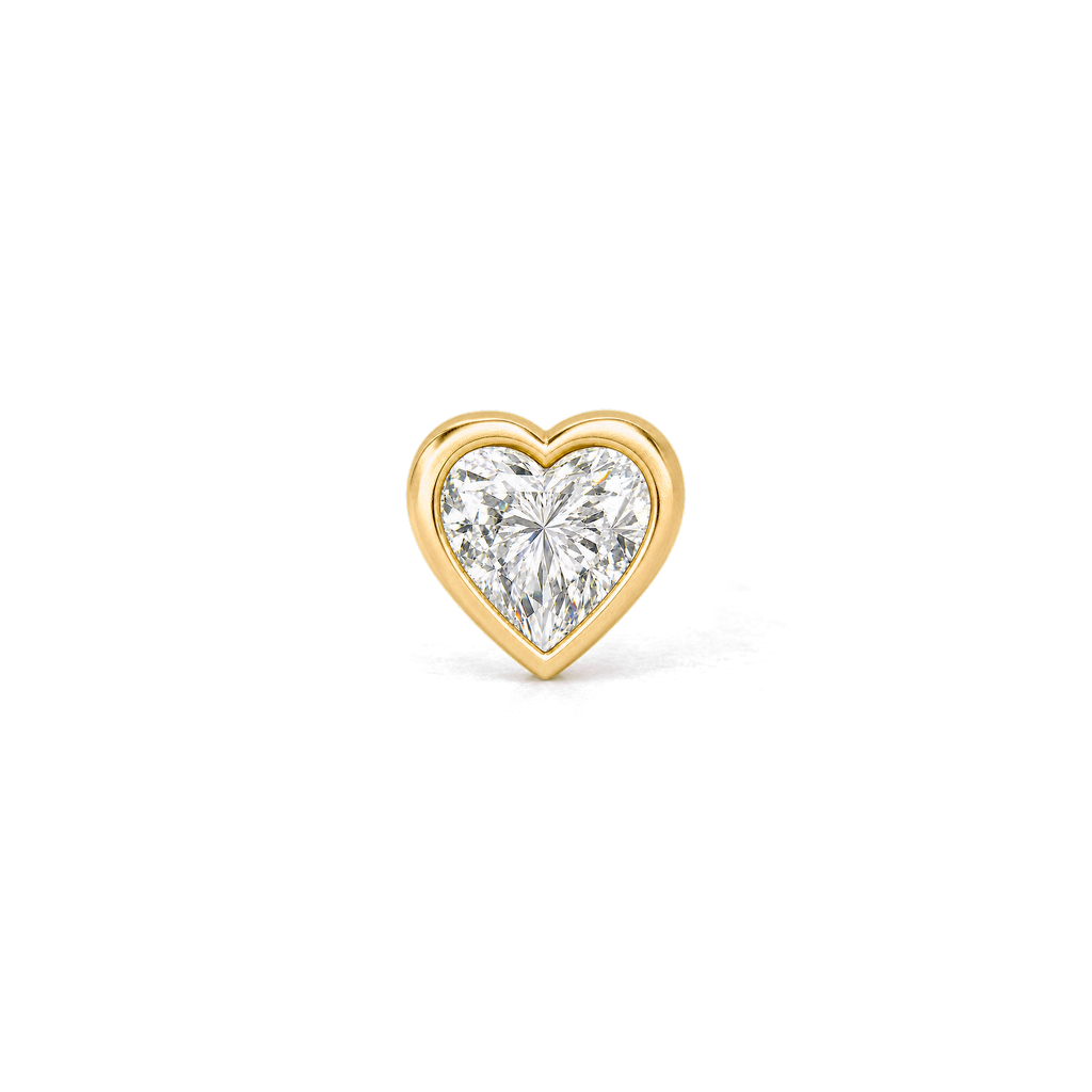 Heart Diamond Stud in Yellow Gold front view