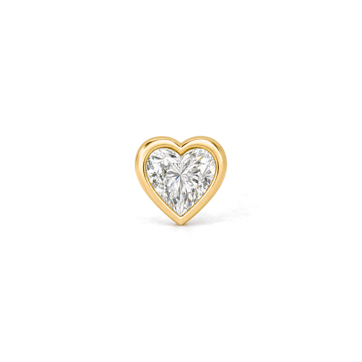 Heart Diamond Stud in Yellow Gold front view