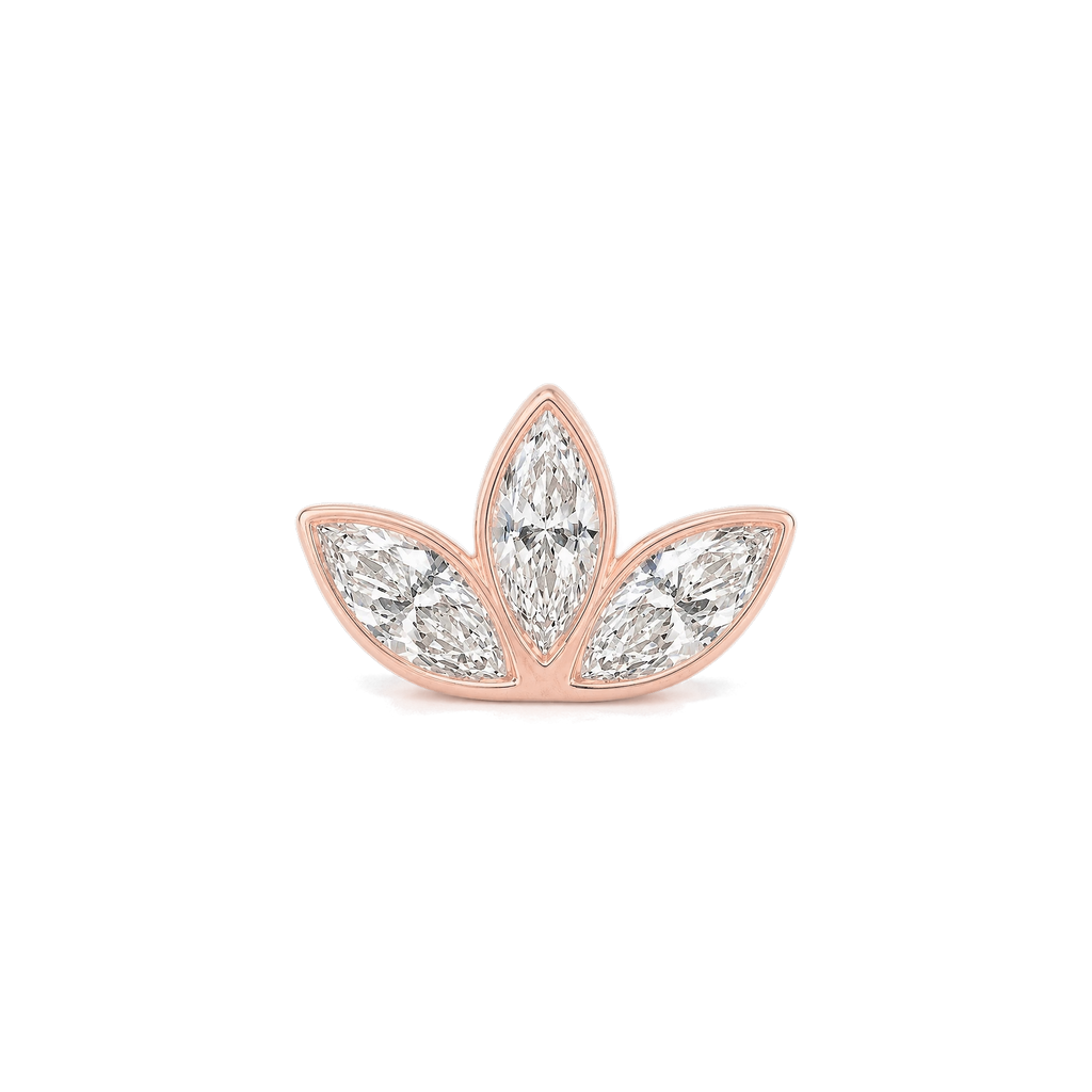 Lotus Diamond Cluster Stud in Rose Gold front view