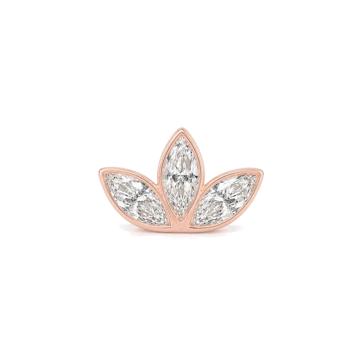 Lotus Diamond Cluster Stud in Rose Gold front view