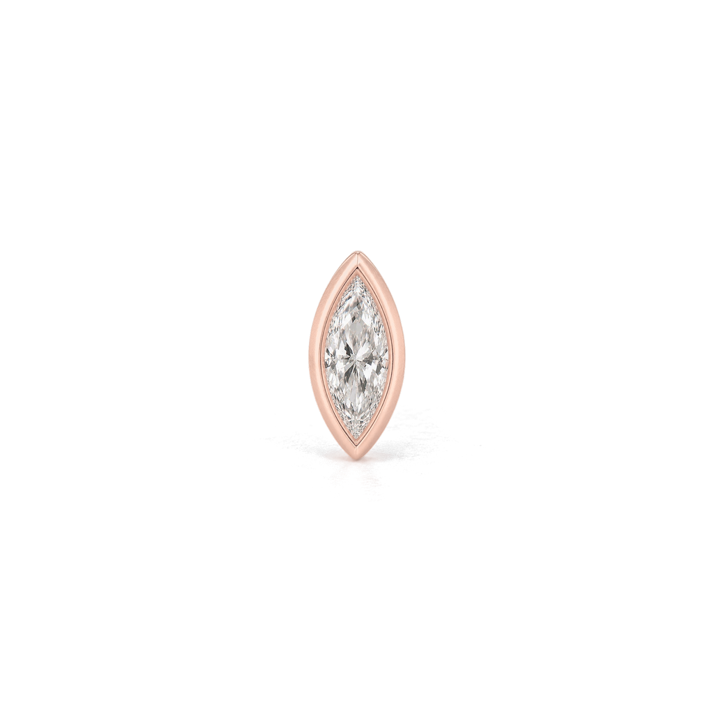 Marquis Diamond Stud in Rose Gold front view