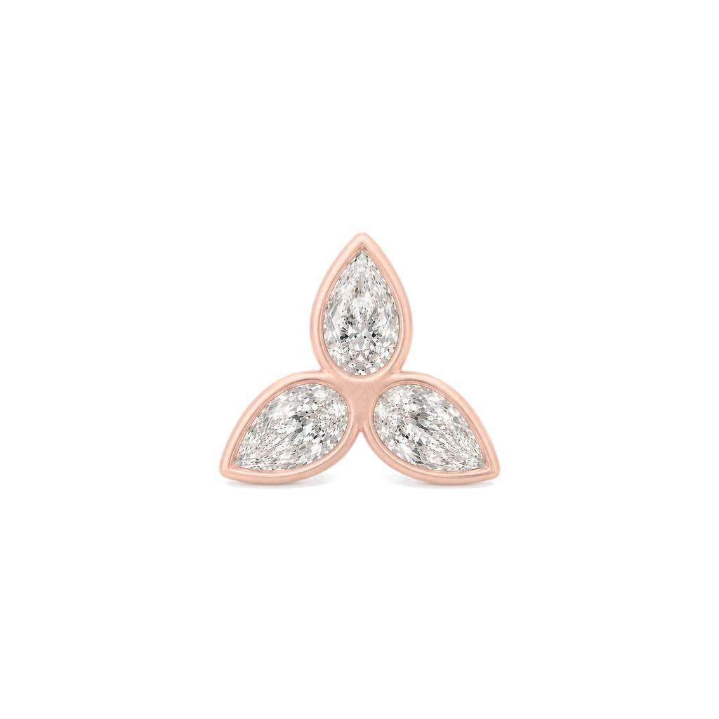 Marquis Diamond Trinity Stud in Rose Gold front view