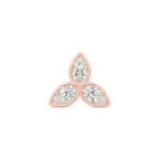 Marquis Diamond Trinity Stud in Rose Gold front view