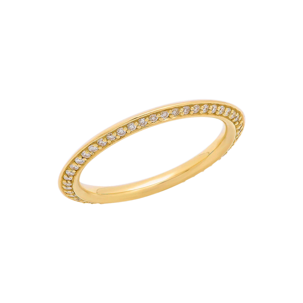 Pavé Diamond Orbit Ring in Yellow Gold angled view