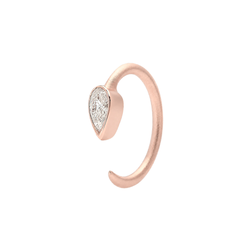 Pear Diamond Ellipse Huggies in Rose Gold side view