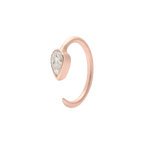 Pear Diamond Ellipse Huggies in Rose Gold side view