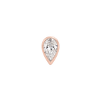 Pear Diamond Stud in Rose Gold front view