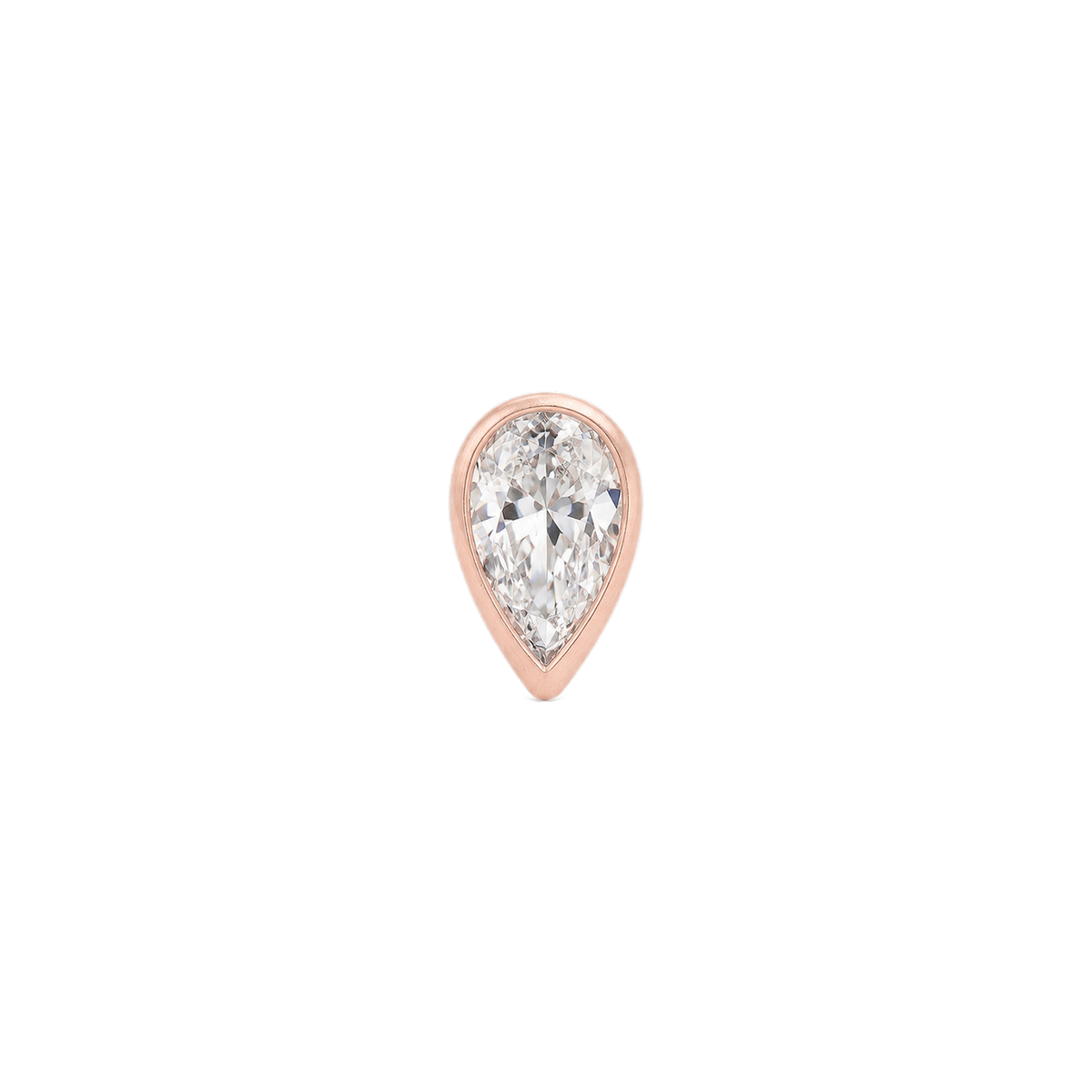 Pear Diamond Stud in Rose Gold front view