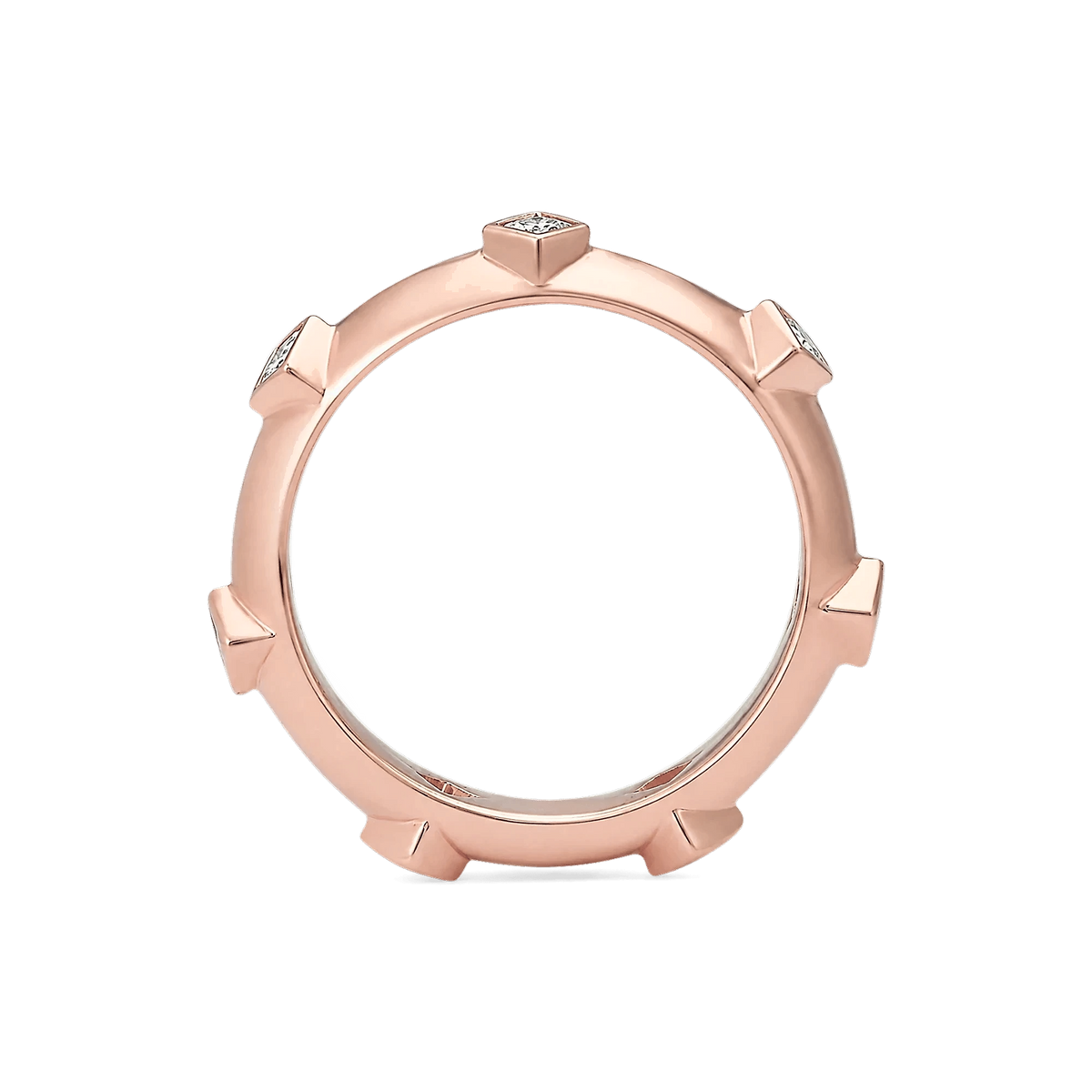 Princess Diamond Japa Prayer Ring in Rose Gold top view