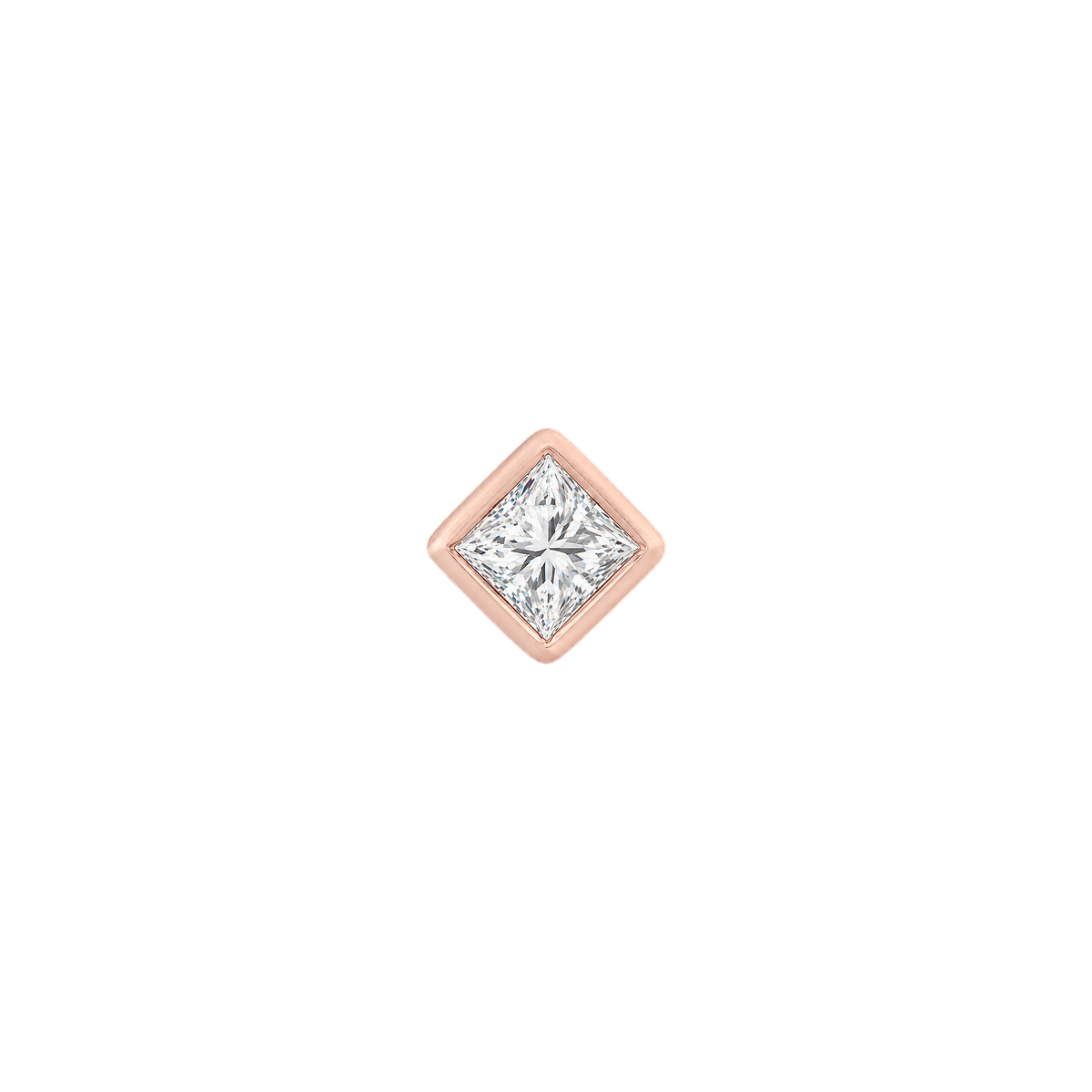 Princess Diamond Stud in Rose Gold front view