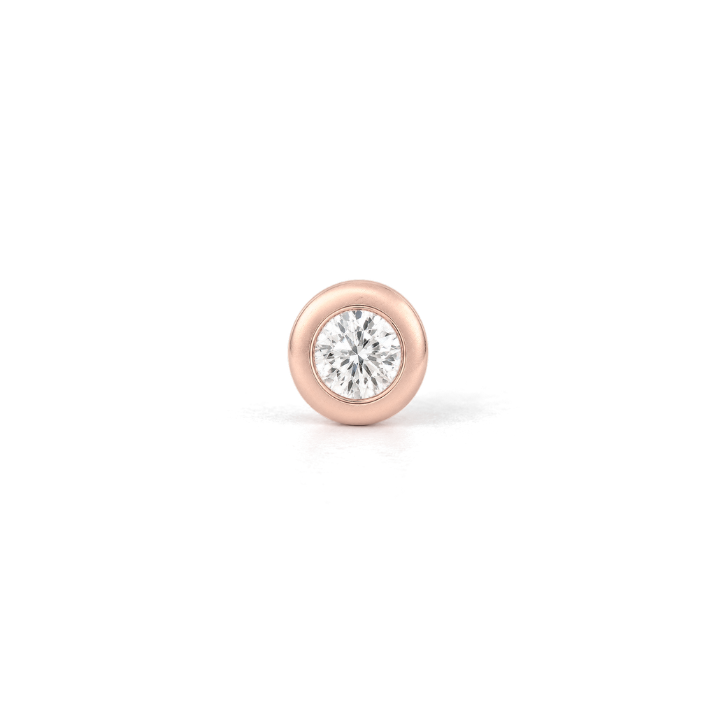 Round Diamond Stud in Rose Gold front view