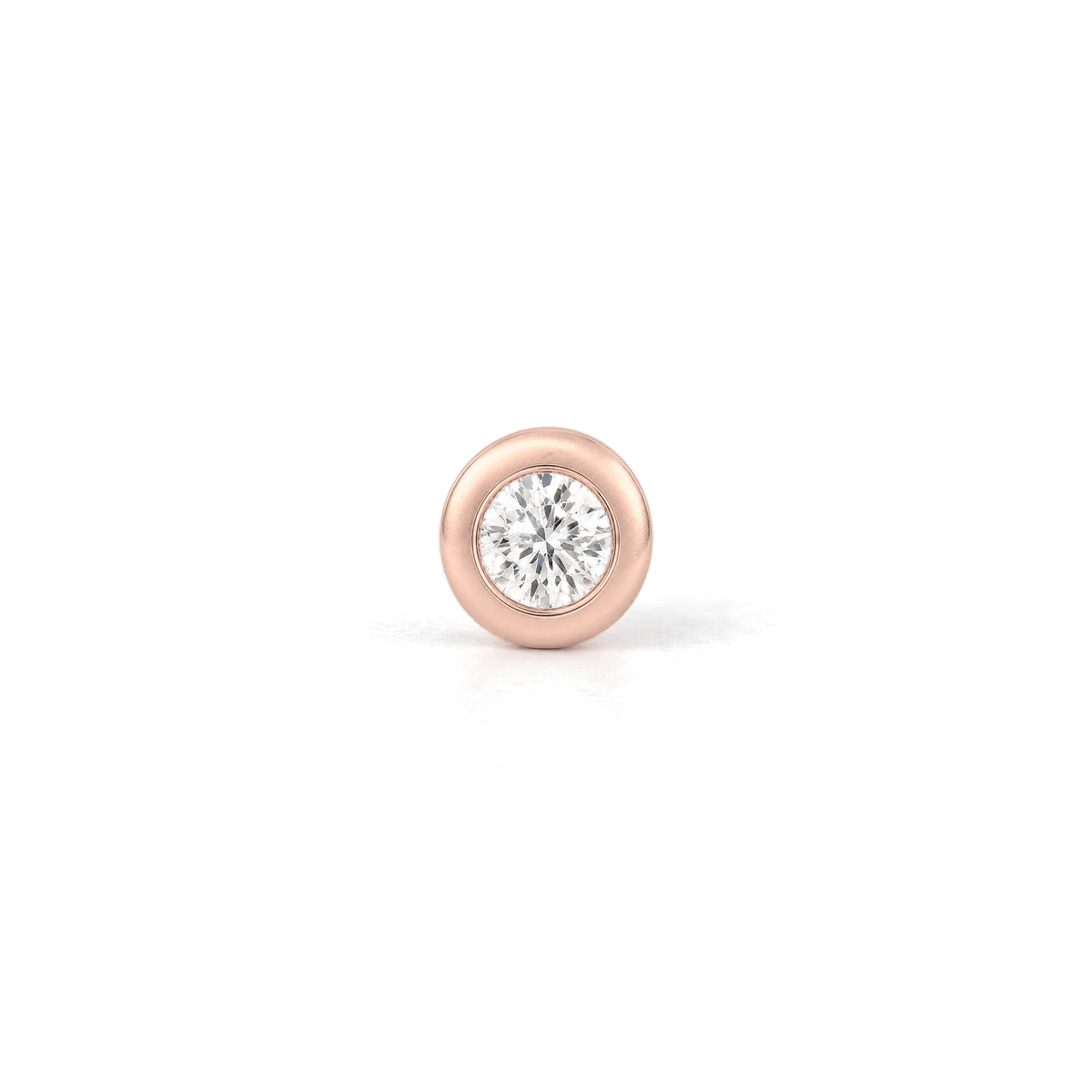 Round Diamond Stud in Rose Gold front view