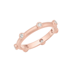 Thin Round Diamond Japa Prayer Ring in Rose Gold angled view