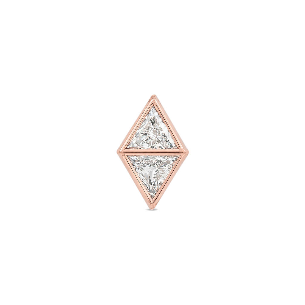 Triangle Diamond Duo Stud in Rose Gold front view