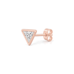 Triangle Diamond Stud in Rose Gold side view