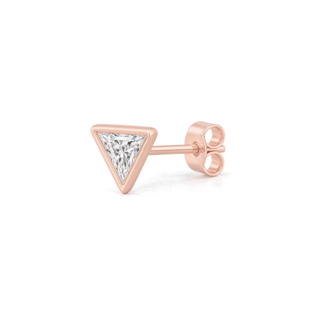 Triangle Diamond Stud in Rose Gold side view