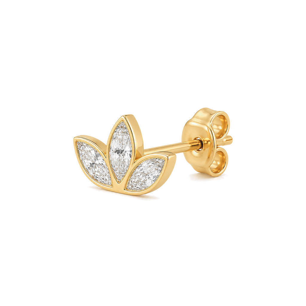 Lotus Diamond Cluster Stud in Yellow Gold