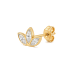 Lotus Diamond Cluster Stud in Yellow Gold