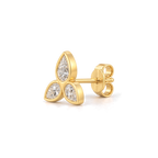 Marquis Diamond Trinity Stud in Yellow Gold side view