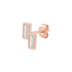 Baguette Diamond Duo Stud in Rose Gold side view