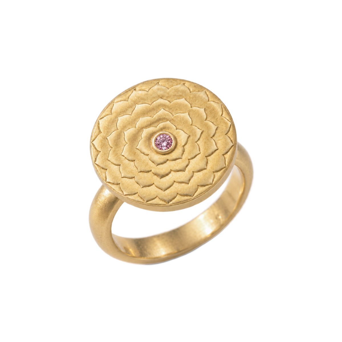 Crown Lotus Diamond Ring with pink sapphire
