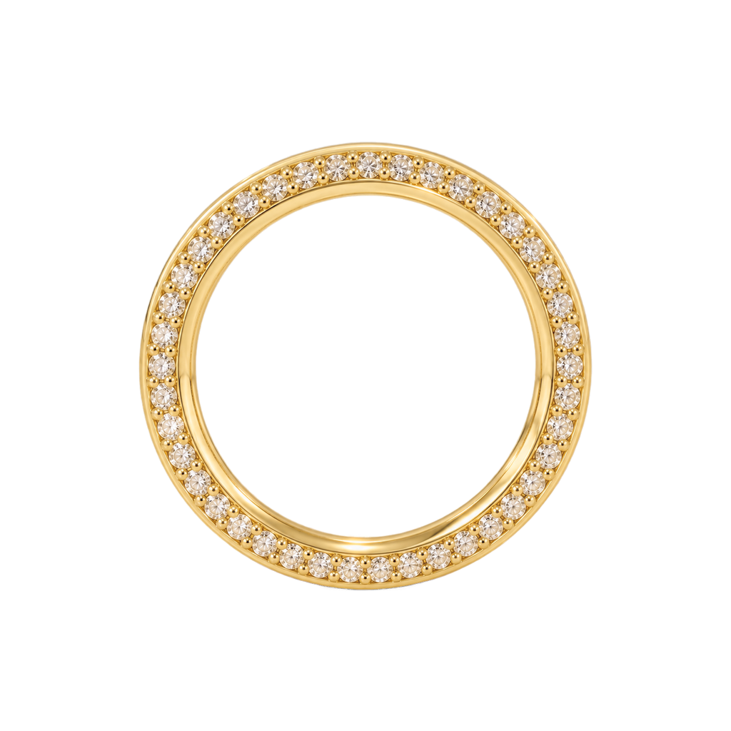 Pavé Diamond Orbit Ring in Yellow Gold top view