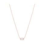 Baguette Diamond Solitaire Necklace in Rose Gold full length