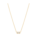 Baguette Diamond Solitaire Necklace in Yellow Gold full length