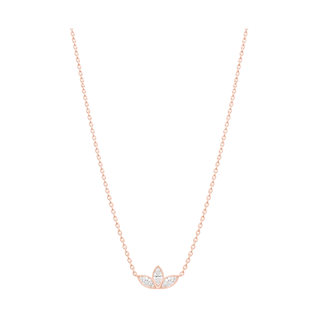 Lotus Diamond Necklace in Rose Gold full length