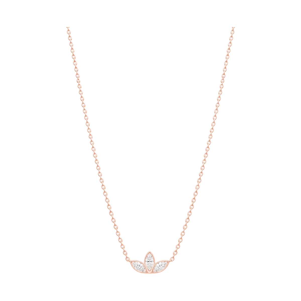 Lotus Diamond Necklace in Rose Gold full length