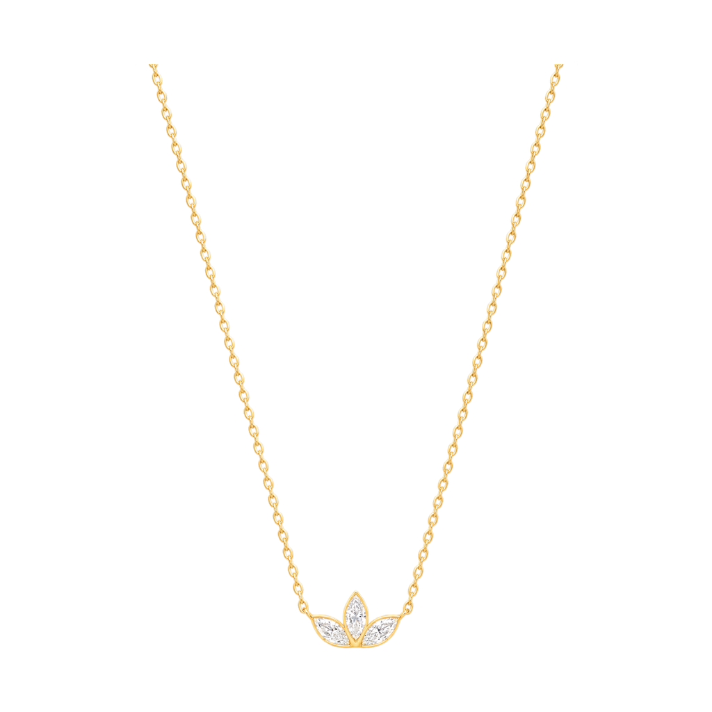 Lotus Diamond Necklace in Yellow Gold full length