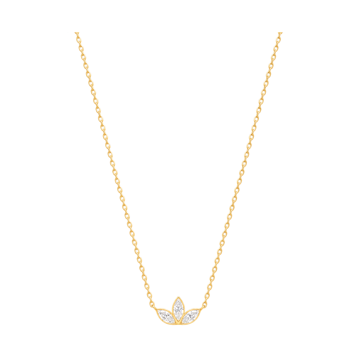 Lotus Diamond Necklace in Yellow Gold full length