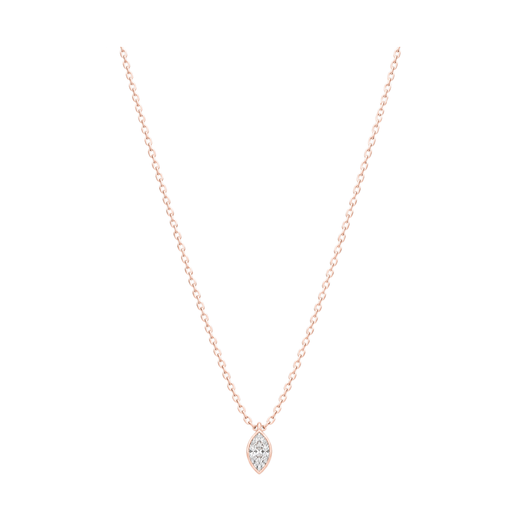 Marquis Diamond Solitaire Necklace in Rose Gold full length