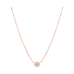Round Diamond Solitaire Necklace in Rose Gold full length