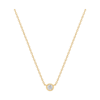 Round Diamond Solitaire Necklace in Yellow Gold full length