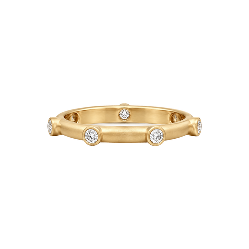 Thin Round Diamond Japa Prayer Ring in Yellow Gold